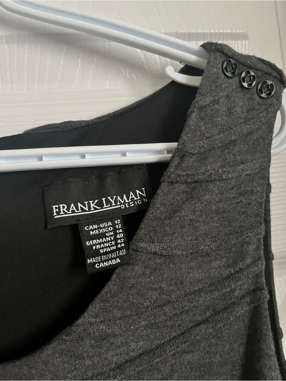Frank Lyman Dress Summer Gray Large 12 Midi Textured Pattern Sleeveless - Picture 3 of 4